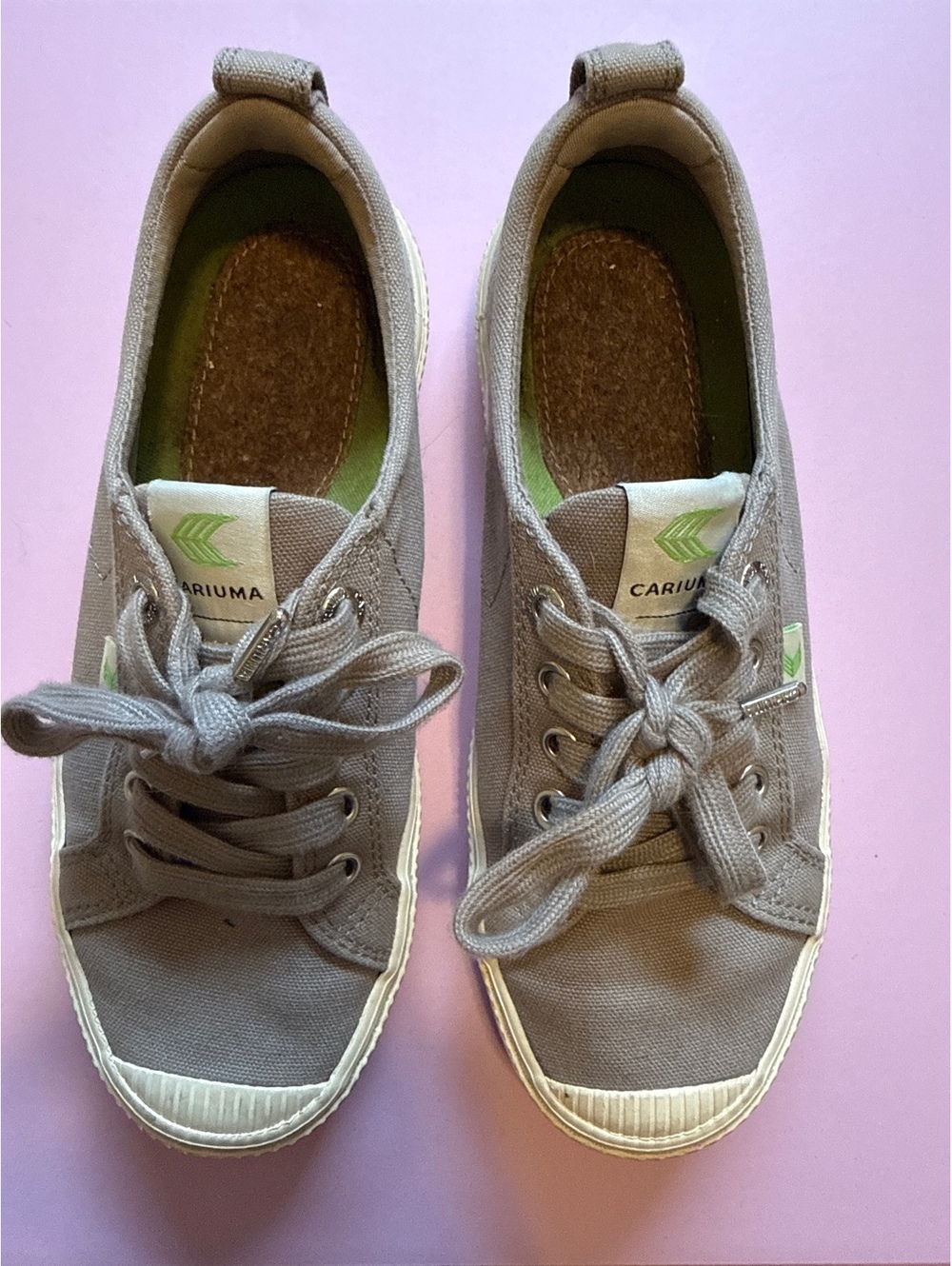 Cariuma Gray Canvas Sneakers with White Rubber Soles